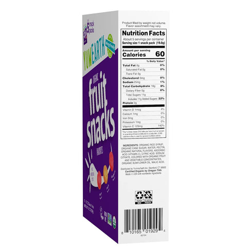 9 0.7 (Pack 5) YumEarth Organic Assorted Flavor Fruit Snacks - Allergy Friendly (Top Free), No Artificial Dyes, Non