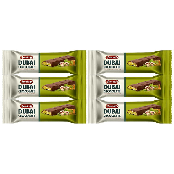 Generic Mini Dubai Chocolate (Pack of 6) - Kunafa Pistachio Bars, 27g Each,
