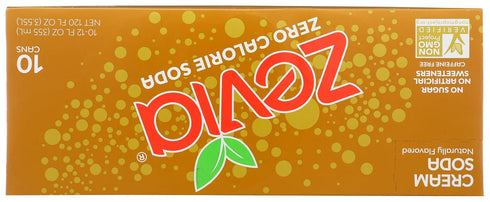 12 Zevia Zero Calorie Soda, Cream, Fluid Ounce