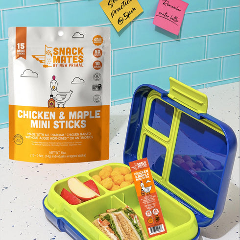 5g 35 15 Pack The New Primal Snack Mates Chicken & Maple Sticks, Gluten Free Healthy Snacks for Kids, Low Sugar High