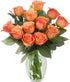 KaBloom - 12 Orange Roses with vase - Fresh Flowers for Birthday,