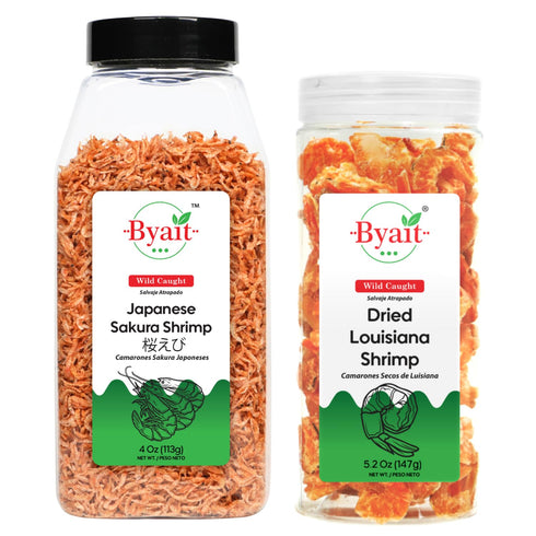 Byait Bundle Dried Japanese Sakura Shrimp for Ramen & Cooking (4 oz)