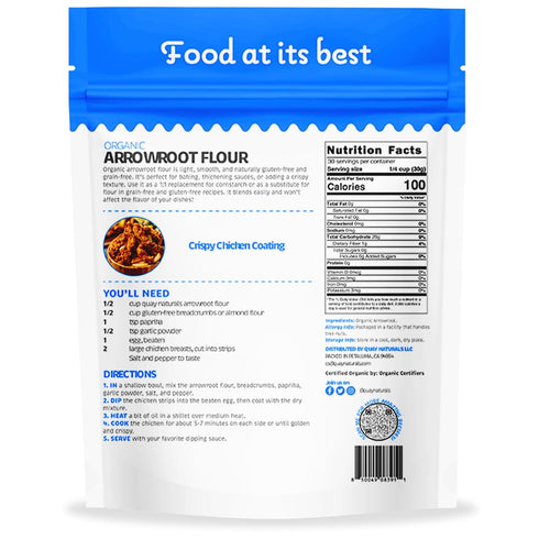 2 lb Quay Naturals Organic Arrowroot Flour - Non-GMO, Vegan, Gluten Free Flour - Paleo-Friendly Bread Flour Alternative
