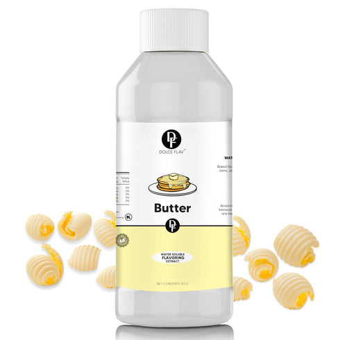Dolce Flav Butter Extract 8 Ounce Water-Soluble Kosher, Sugar-Free, Concentrated Imitation Butter
