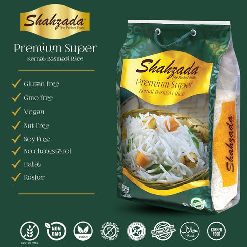 (10 Lbs.) 10 Packing Shahzada Premium Basmati Rice Aromatic Basmati, AGED, Flavorful, Slender |Non-Sticky Grain