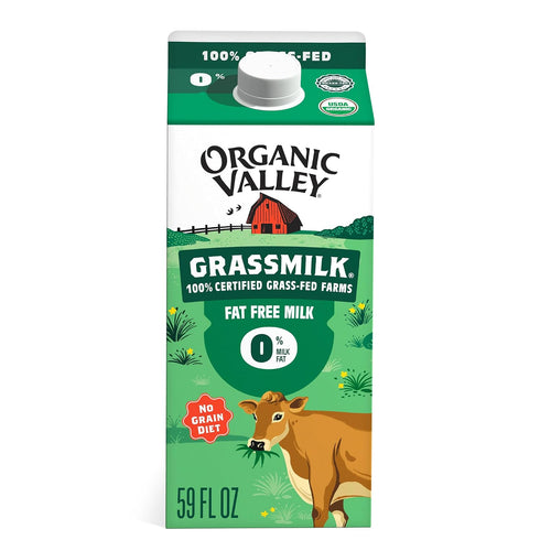 Organic Valley Grassmilk 100% Grass Fed Fat Free Skim Milk, Organic, 59