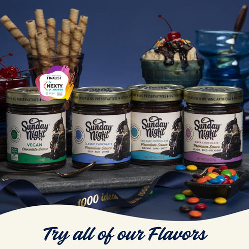 Sunday Night Classic Chocolate Sauce, 10oz, Premium Quality Chocolate Ganache, Gluten-Free, No Preservatives