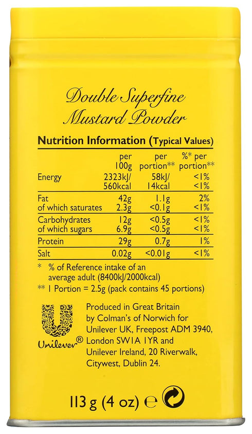 4oz (Pack 2) Colman's Dry Mustard Powder of | Hot & Tangy | Grilling, Dips, Dressings, Marinades |
