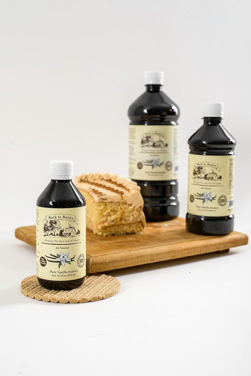 Back to Basics – All Natural Pure Vanilla Extract – 8 oz Mexican Vanilla for Cooking, Baking, Dessert Making