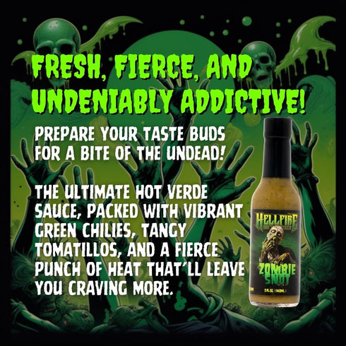5 oz Hellfire Zombie Snot Hot Sauce, Award-Winning Chilehead Salsa Verde Sauce, Made with Carolina Reaper Peppers