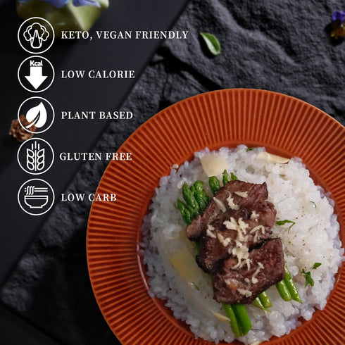 8 Pack 53.61 OZ YUHO Shirataki Konjac Keto Rice: Gluten Free Plant Based Low Carbs Vegan Fat Free Noodle Rice - Inside