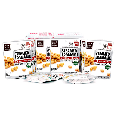 snack(2oz, 10packs) Eat More BeansSTEAMED EDAMAME- Heart-Healthy, steamed bean, healthy salad toppings, plant-based