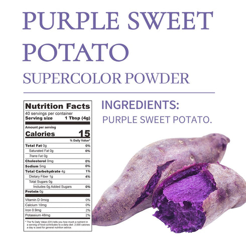 100% 5.3 Oz ORGFUN Purple Sweet Potato Powder, Natural Ube (Purple Yam) Powder, Locally Sourced, No Additives Gluten