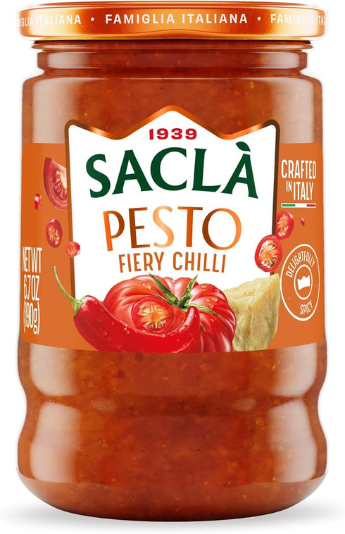 SACLA Chili Pesto | Hot & Spicy Italian Pesto Sauce with Red