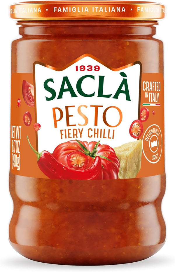 SACLA Chili Pesto | Hot & Spicy Italian Pesto Sauce with Red