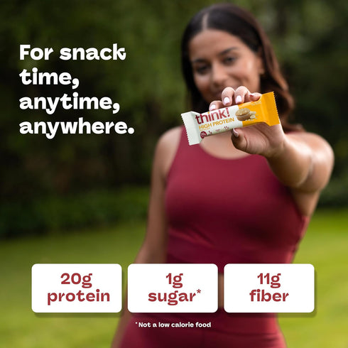 10 Count think! Protein Bars, High Protein Snacks, Gluten Free, High Fiber, Banana Oat Muffin
