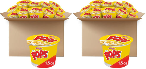 Kellogg's Corn Pops Cold Breakfast Cereal Cups, 8 Vitamins and Minerals, Kids Snacks,