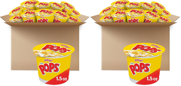 Kellogg's Corn Pops Cold Breakfast Cereal Cups, 8 Vitamins and Minerals, Kids Snacks,