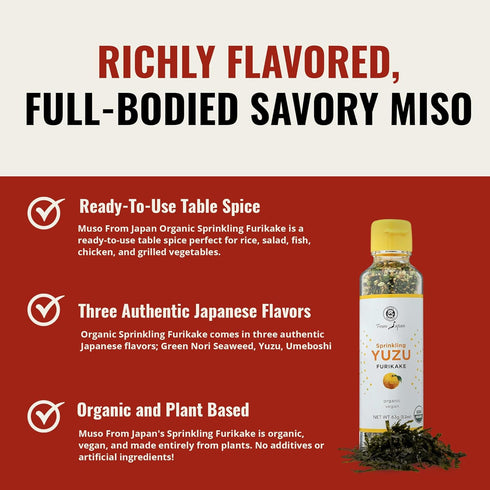 Muso from Japan - Yuzu Furikake Seasoning, USDA Organic, Vegan Friendly, Refreshing Citrus Flavor for Rice