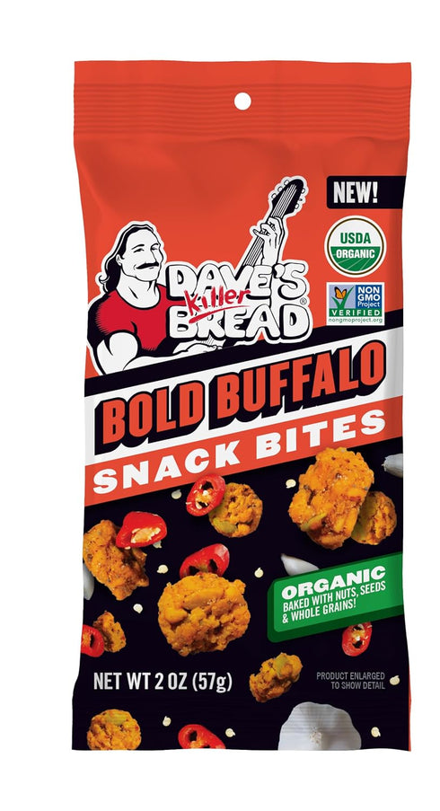 8 packages 2oz Dave's Killer Bread Bold Buffalo Organic Snack Bites, of bags