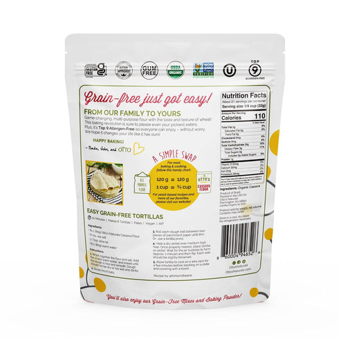 1-to-1 1.5 lb Otto's Naturals Organic Multi-Purpose Cassava Flour, Gluten-Free, Grain, Nut and Gum-Free, Wheat