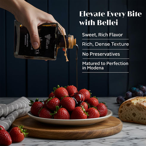 250ml Acetaia Bellei Rich & Thick Italian Balsamic Condiment with Cooked Grape Must, Wine Vinegar & Balsamic of Modena