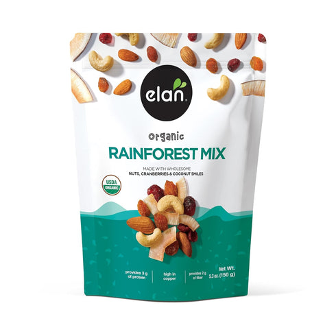 Elan Organic Rainforest Mix, 5.3 oz, Healthy Snacks, Dried Fruits (Raisins, Coconut,