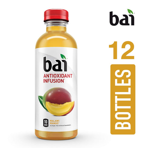 18 (Pack 12) Bai Flavored Water, Malawi Mango, Antioxidant Infused Drinks, Fluid Ounce Bottle