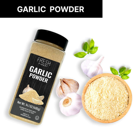 14.1oz 100% Fresh Finest Premium Garlic Powder - Bottle - Pure, Non-GMO, Gluten-Free, Ground Garlic Spice for Cooking