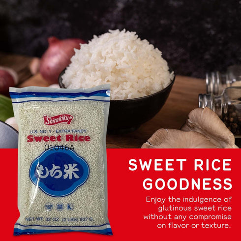 2 (Pack 1) Shirakiku, Mochigome Sweet Rice | Short Grain Japanese Style Gluten-Free, Non-GMO Rice with Low Calories