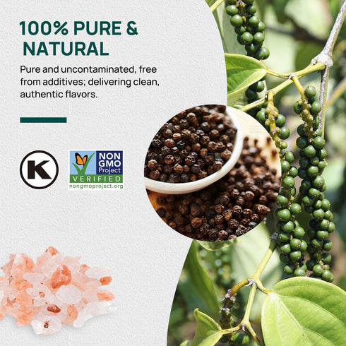 20oz 9.5oz Set, Set Soeos Himalayan Pink Salt + Whole Black Peppercorns Coarse Grain, Salt for Grinder Refill, Salt
