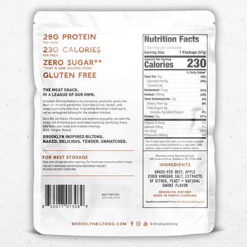 2 oz, Pack 2) 14g Brooklyn Biltong Naked Skinny Sticks (Naked of - Grass-Fed Biltong Beef Jerky Meat Stick - High