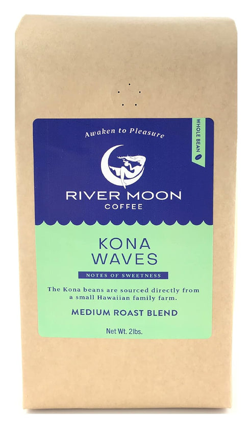 River Moon Coffee, Kona Coffee Whole Bean, Medium Roast, 2 lbs, Kona