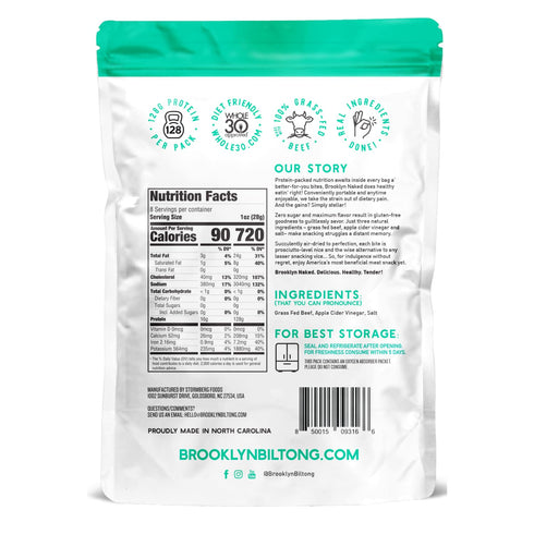 Brooklyn Biltong Air Dried Beef Snack, South African Jerky (8 oz, Pack of 1) - Whole30, Paleo, Keto, Gluten Free, Sugar