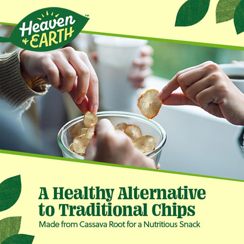 Heaven & Earth Cassava Chips, 5oz (2 Pack) Gluten Free | Non GMO | Low Sodium