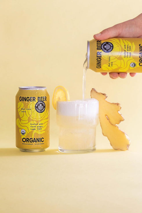 (12 Pack) NEW! Moonglade Organic Ginger Beer, Small Batch, Craft Mixer, Non-Alcoholic, Fizzy, Spicy, Craft Soda