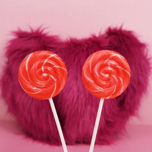 24 Count Red Swirl Lollipops, Classic Hard Candy Suckers, Individually Wrapped Sweet Treats for Snacking, Parties
