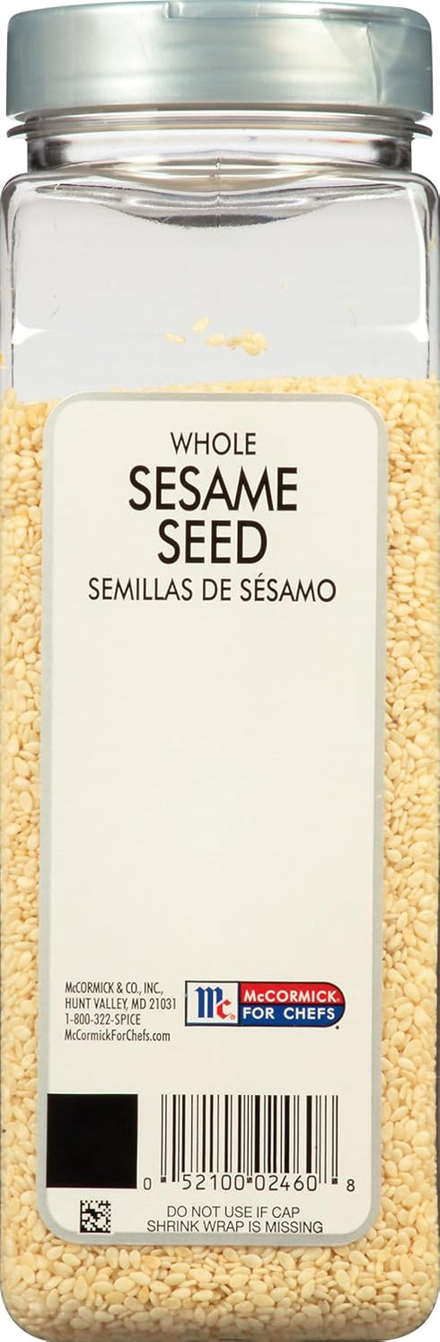16 oz 16 McCormick Culinary Whole Sesame Seed, - One Ounce Container of Hulled Whole White Sesame Seeds Perfect