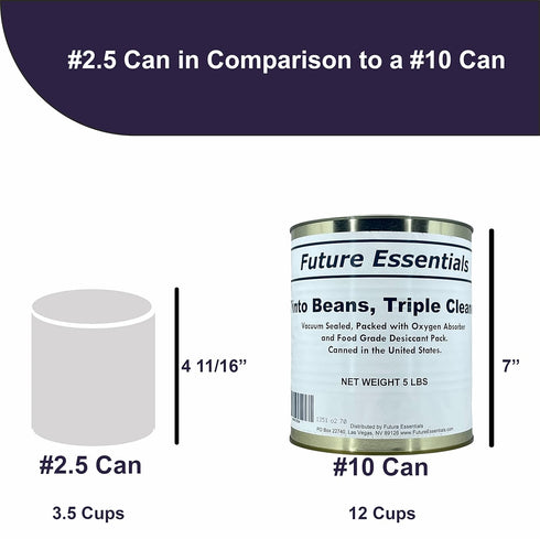 #10 30 5 lbs Future Essentials Pinto Beans Can Triple Cleaned Canned Beans Year Long Shelf Life for Emergency Food
