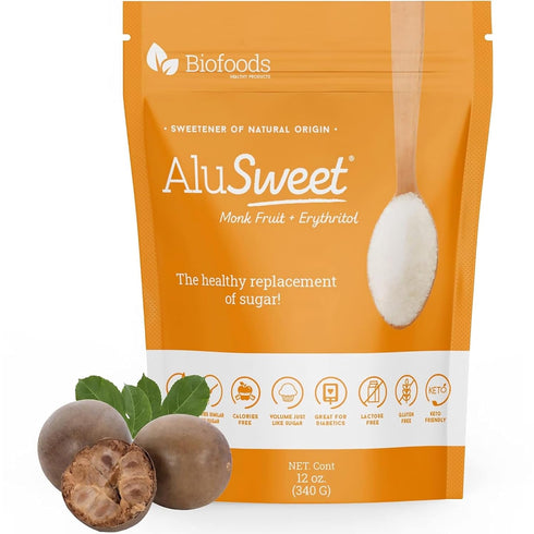Alusweet Monk Fruit Sweetener with Erythritol 12 oz - Zero Calorie -