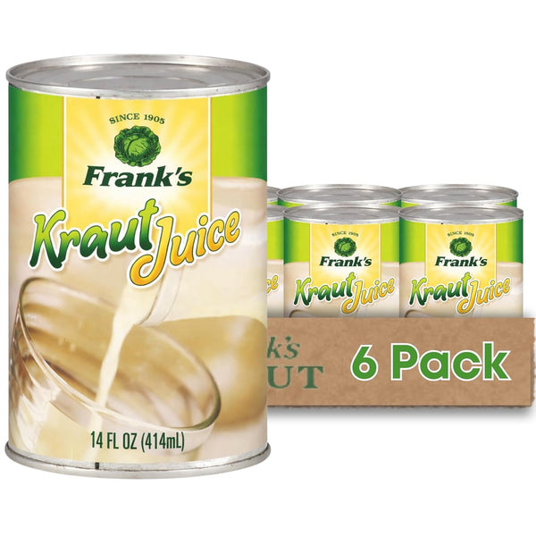 Franks Kraut Juice 14oz Cans (6 Pack) Tangy Sauerkraut Juice from Naturally