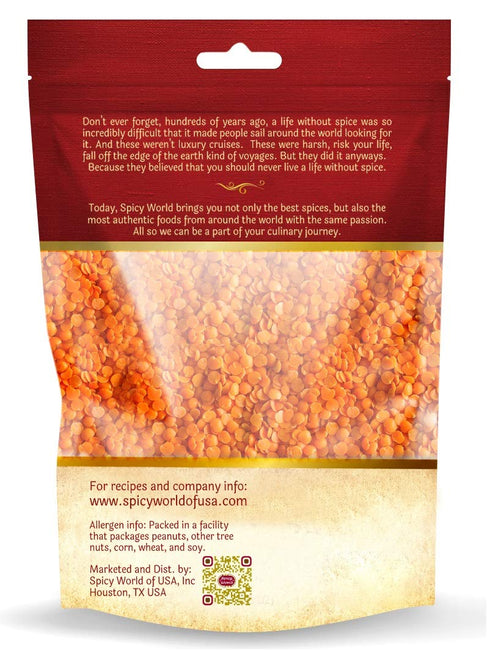 Spicy World 2 (32 oz) Masoor Dal Pound Bag - Red Lentils Split - All Natural By