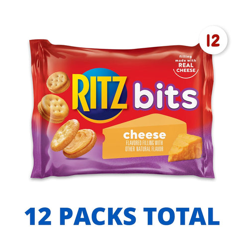 12 Packs RITZ Bits Cheese Sandwich Crackers, Lunch Snacks, Snack