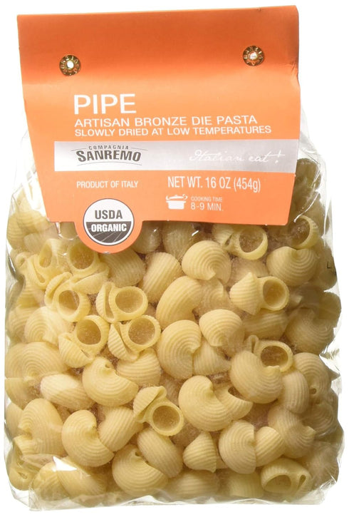 Compagnia Sanremo Italian Organic Pipe Pasta - 100% Durum Wheat Semolina Pipe