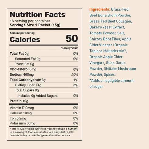 Packets 100% 10g 32 Pack Bare Bones Beef Bone Broth Instant Powdered Mix | Rich Savory on-the-Go No Artificial Flavors