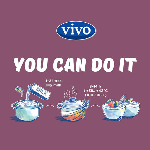 5-Box (10 Pack 30 VIVO Vegan Yogurt Starter Vegan Yogurt Culture Starter with Probiotics - Bottles) - Makes Up