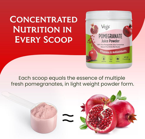 11 oz (Pack 1) Pomegranate Juice Powder - Organic Pomegranate Fruit Juice Concentrated Antioxidants & Electrolytes