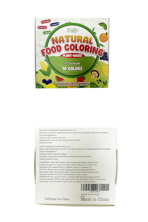 10 Set, 3.5oz/100ml Natural Food Coloring - Plant-Based Liquid Food Coloring Artificial Dye Free, All Nature Food Dye