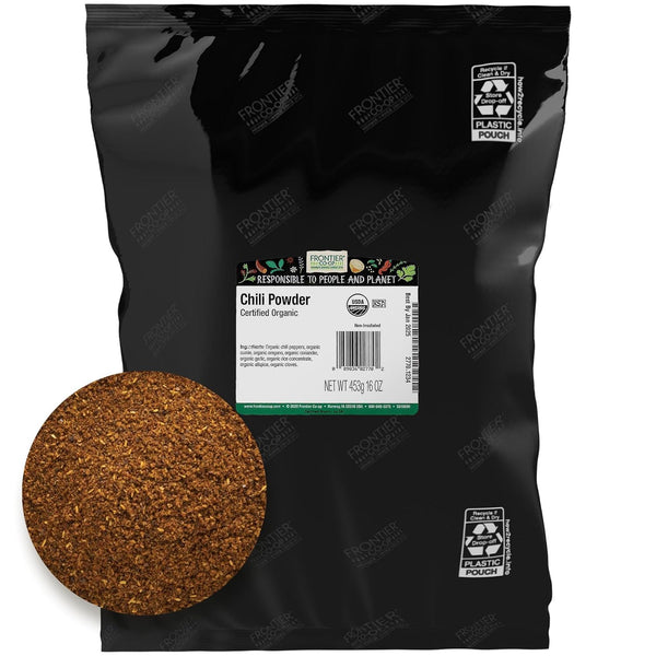 Frontier Co-op Organic Chili Powder Seasoning, 1 Pound - Mild to Moderately Spicy, Kosher