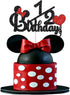 Happy 1/2 Birthday Cake Topper - Black and Red Glitter Mouse Theme Baby Shower Sign for 6 Months Birthday Party